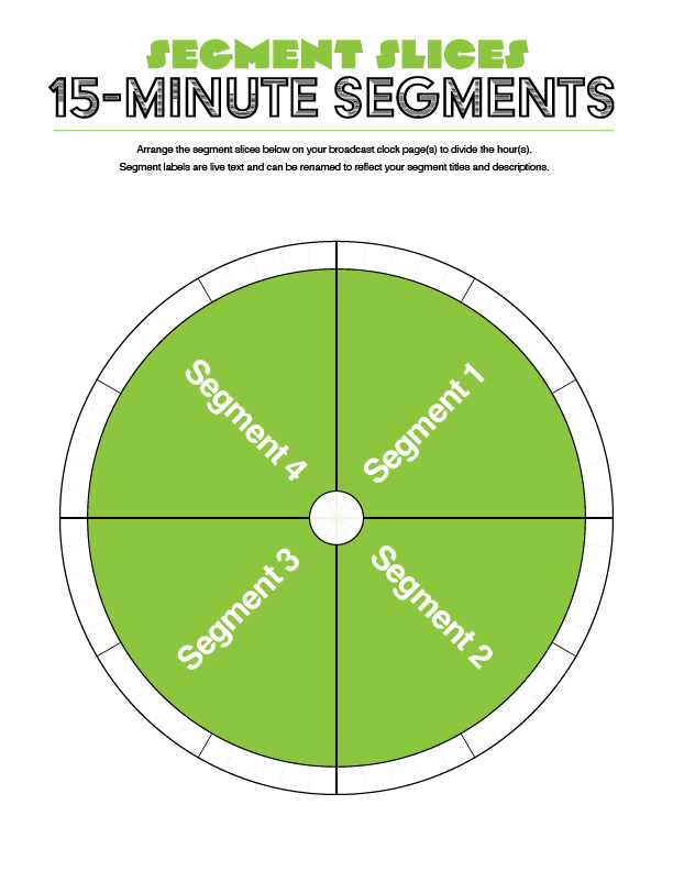 15-minute planning segments for arrangement in the digital Adobe Illustrator document or for printing and physical arrangement from the PDF