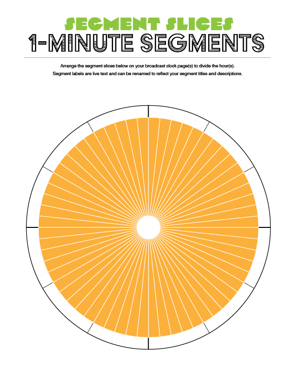 1-minute planning segments for precision arrangement in the digital Adobe Illustrator document or for printing and physical arrangement from the PDF