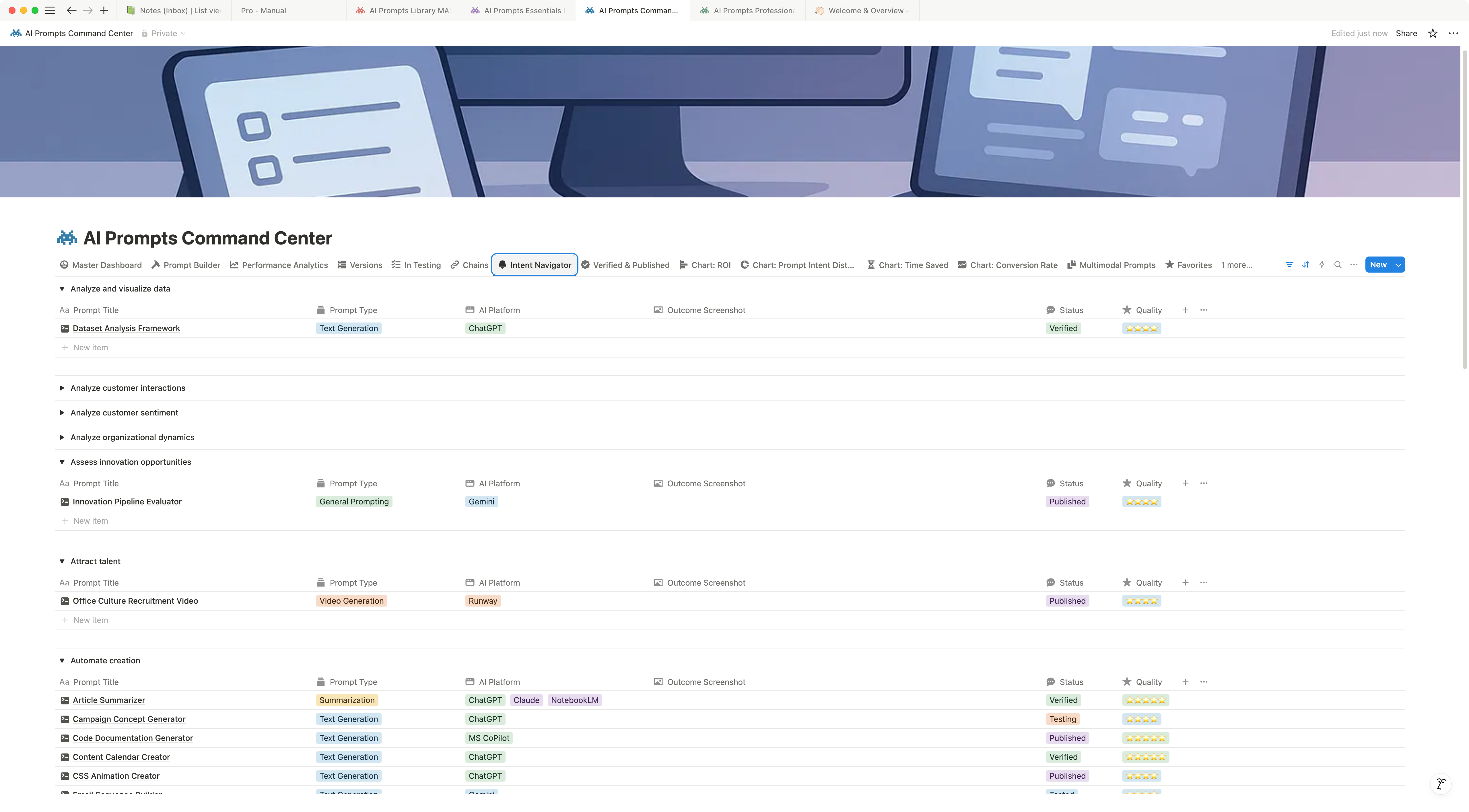 Screen from AI Prompts Enterprise Command Center Notion Template