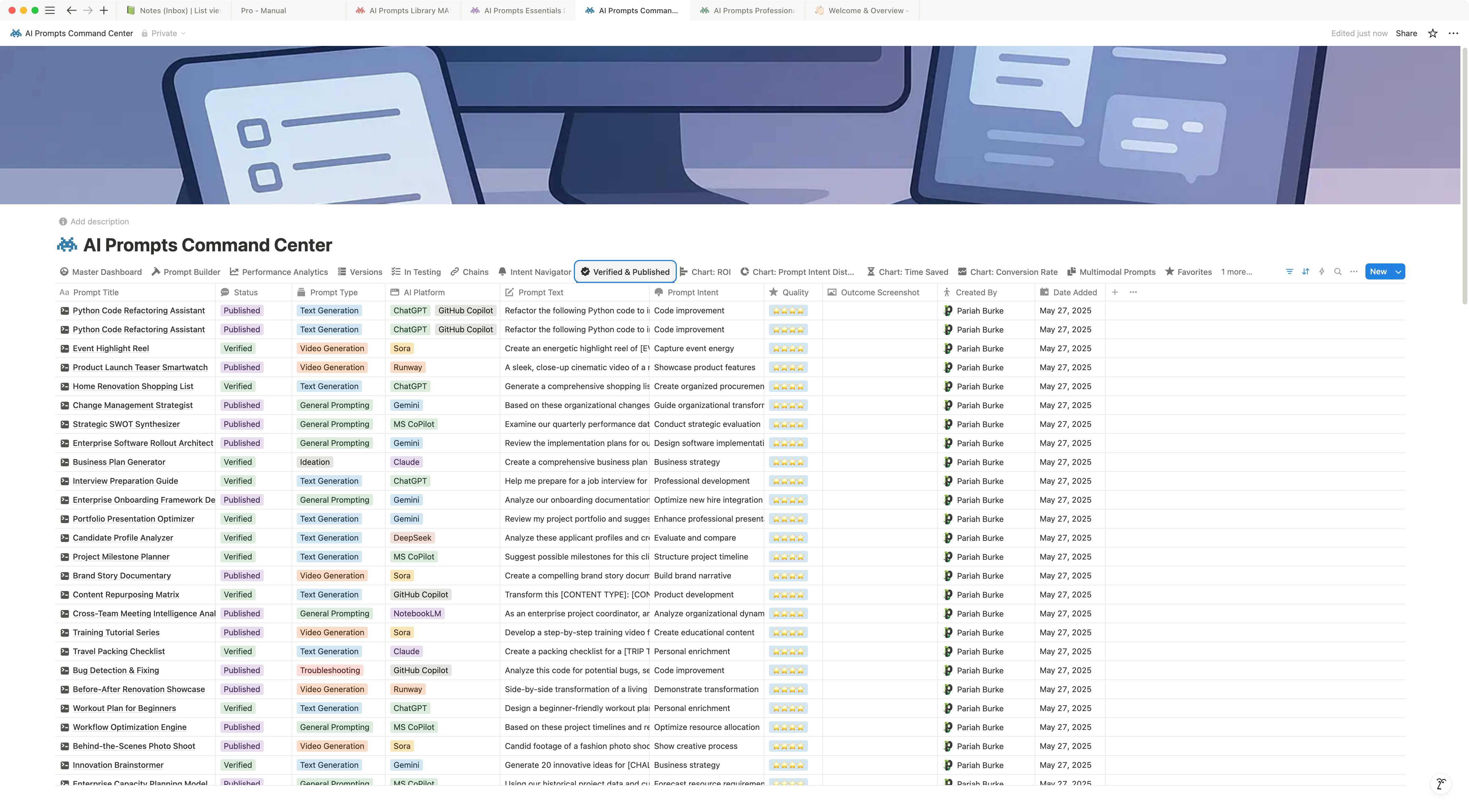 Screen from AI Prompts Enterprise Command Center Notion Template