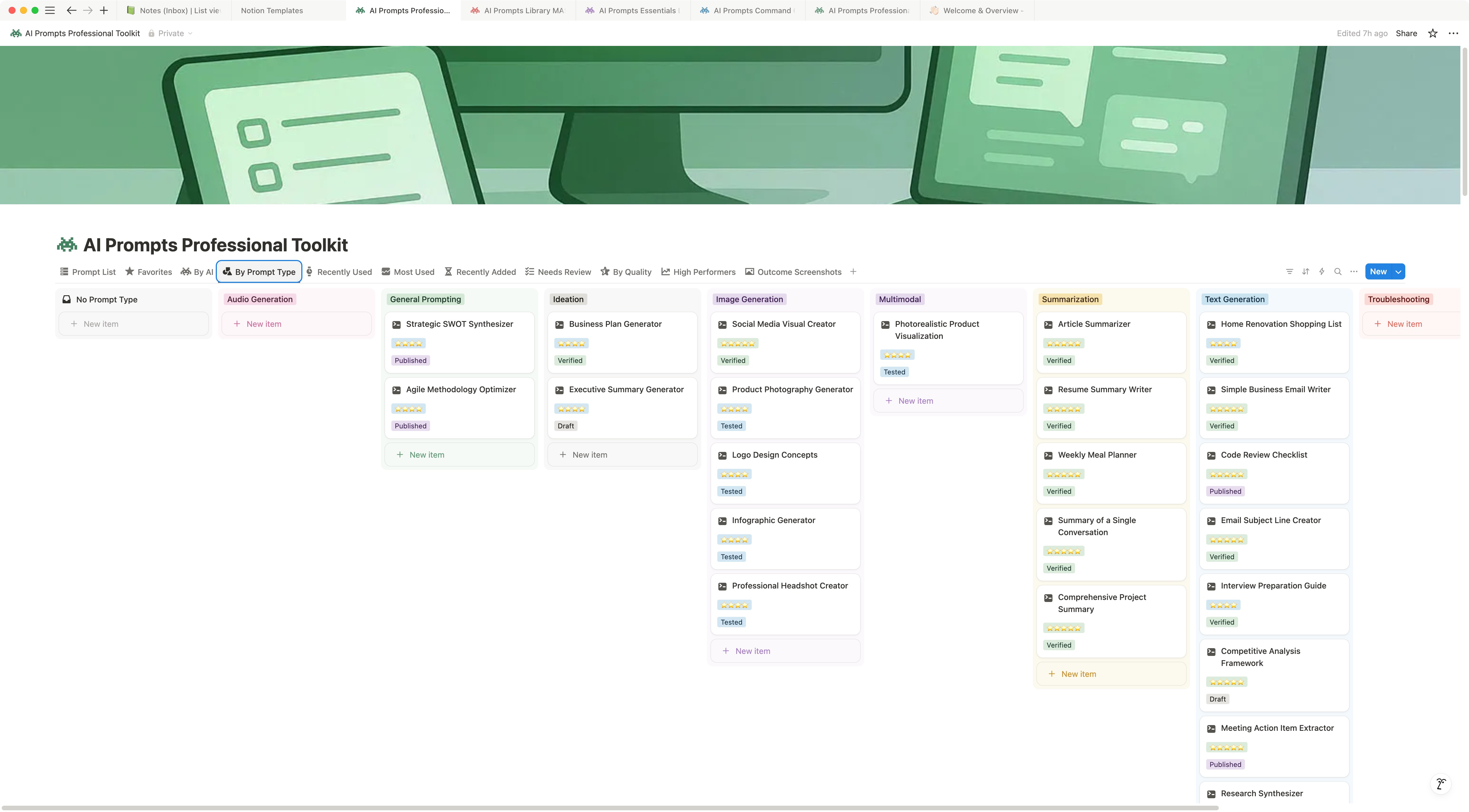 Screen from AI Prompts Professional Toolkit Notion Template