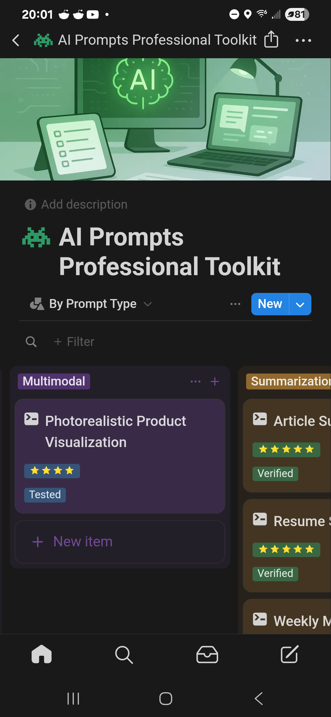 Screen from AI Prompts Professional Toolkit Notion Template