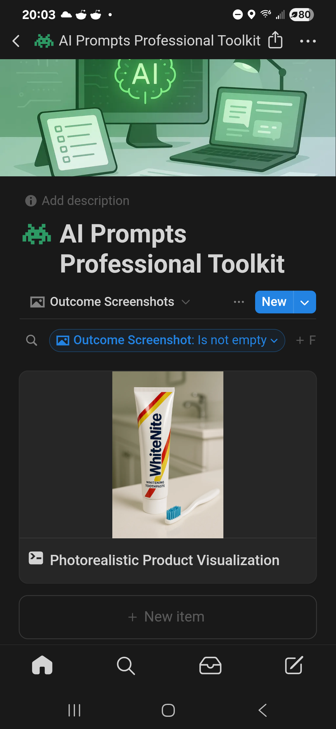 Screen from AI Prompts Professional Toolkit Notion Template