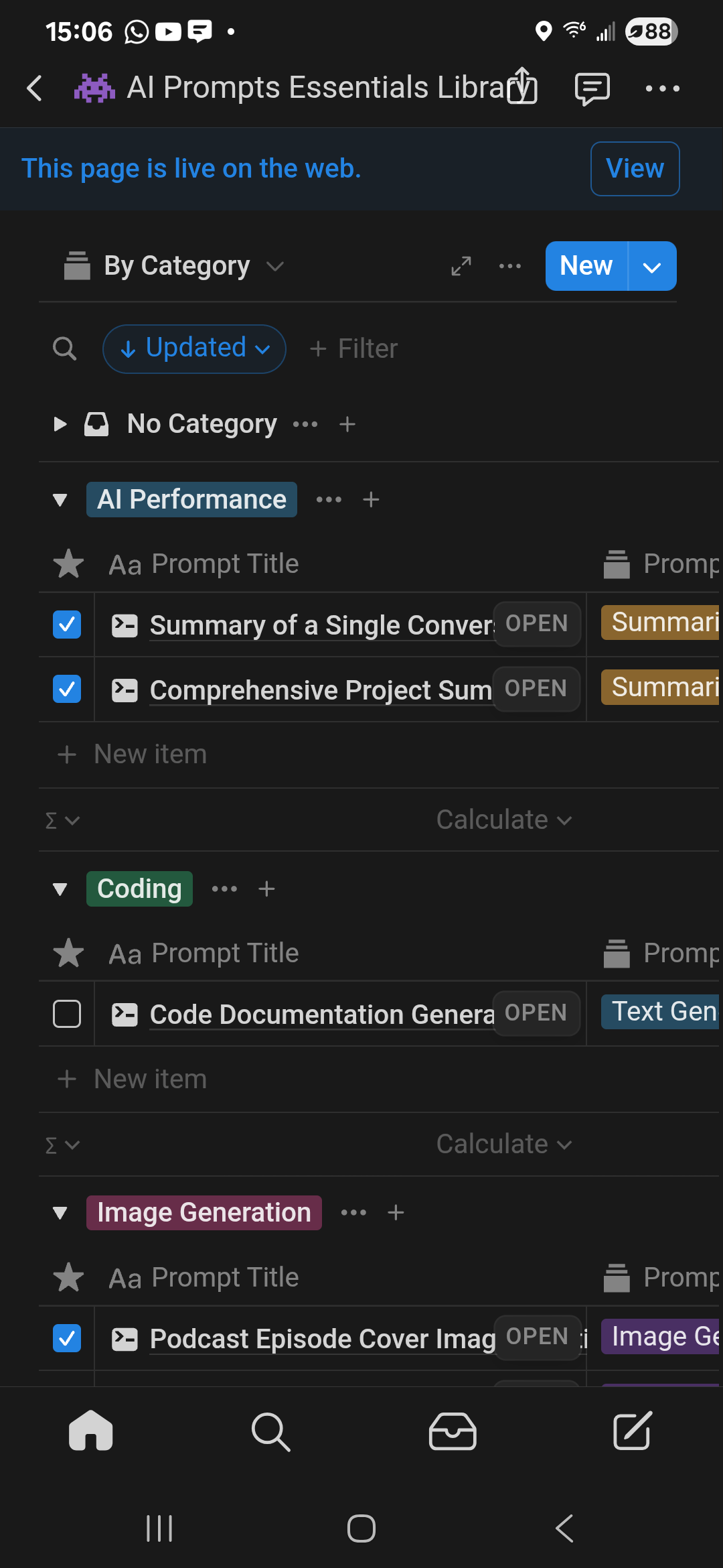 Screen from AI Prompts Essentials Library Notion Template